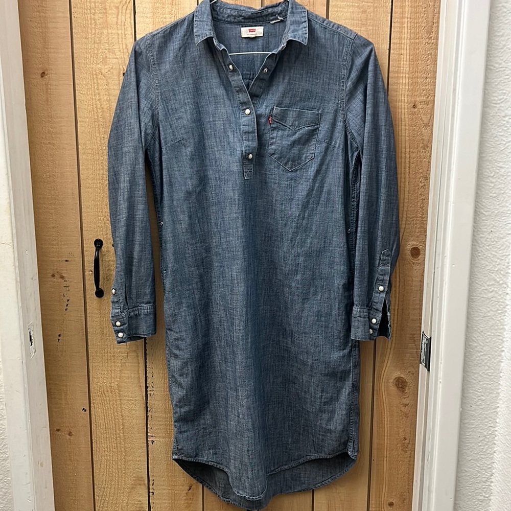 Levi Denim Long Sleeve Dress with Pockets size M